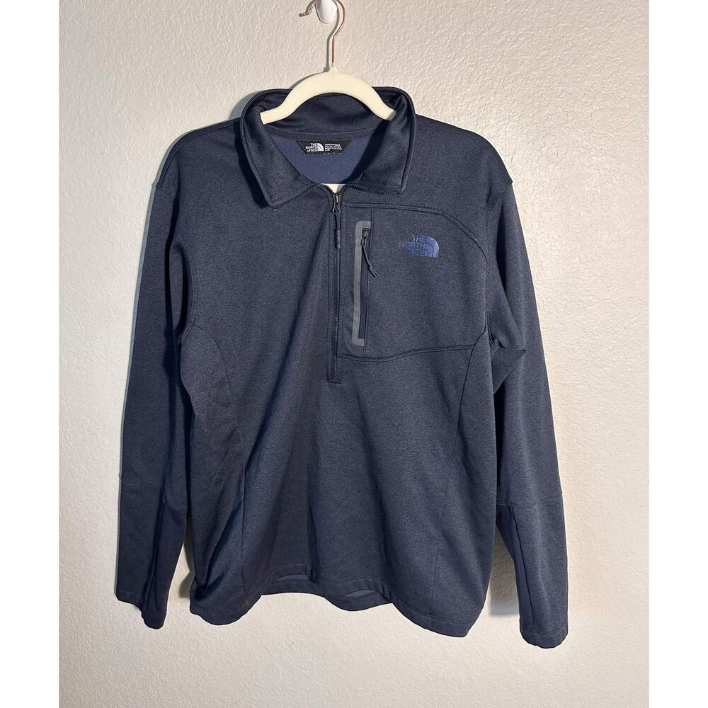 The North Face Mens Size L Dark Heather Grey Quarter Zip Fleece Pullover Sweater